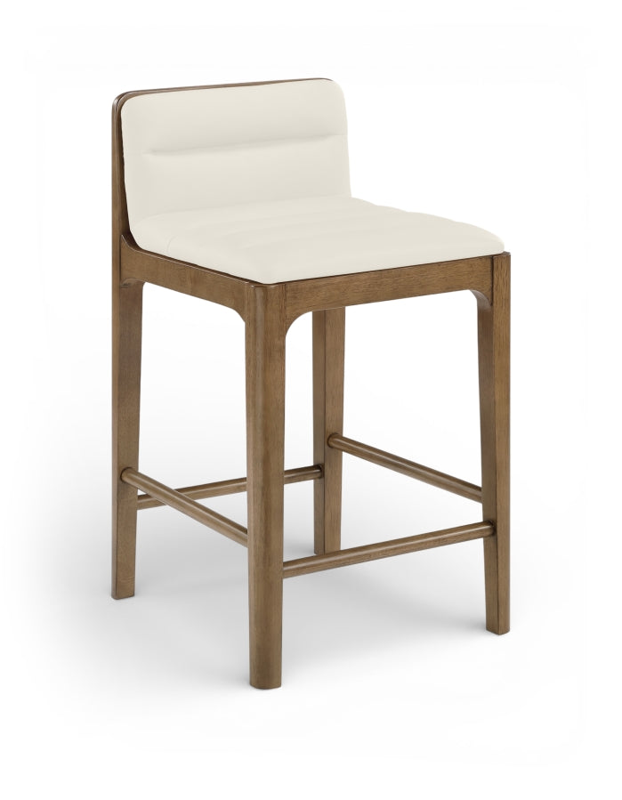 Ellis Cane And Vegan Leather Upholstered Counter Stool — 88063-C - Cream - 88063Cream-C