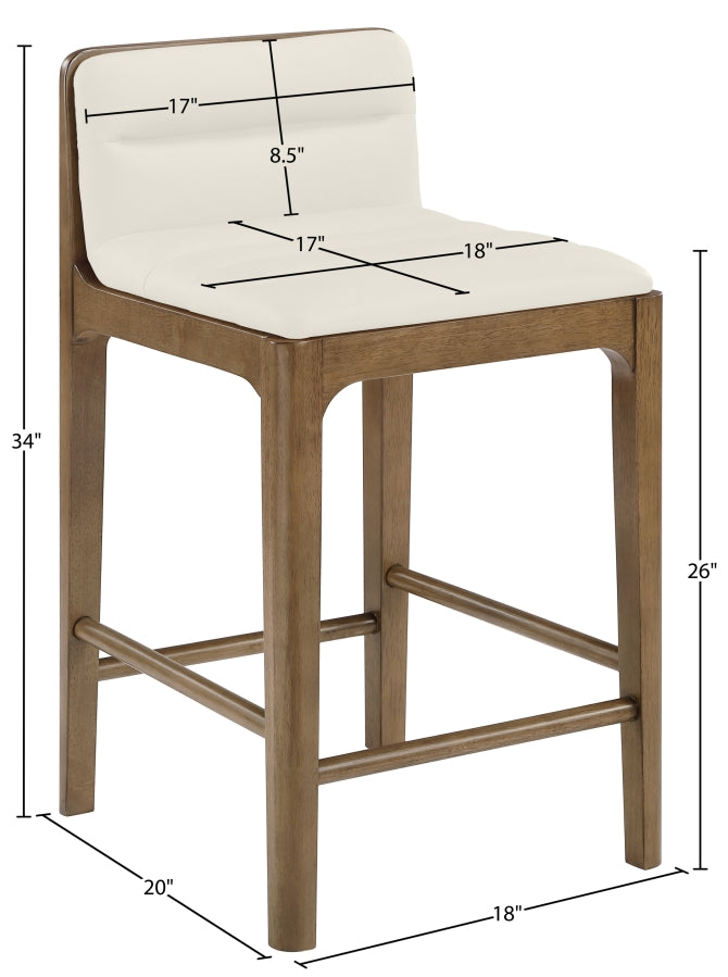 Ellis Cane And Vegan Leather Upholstered Counter Stool — 88063-C - Cream - 88063Cream-C Dim
