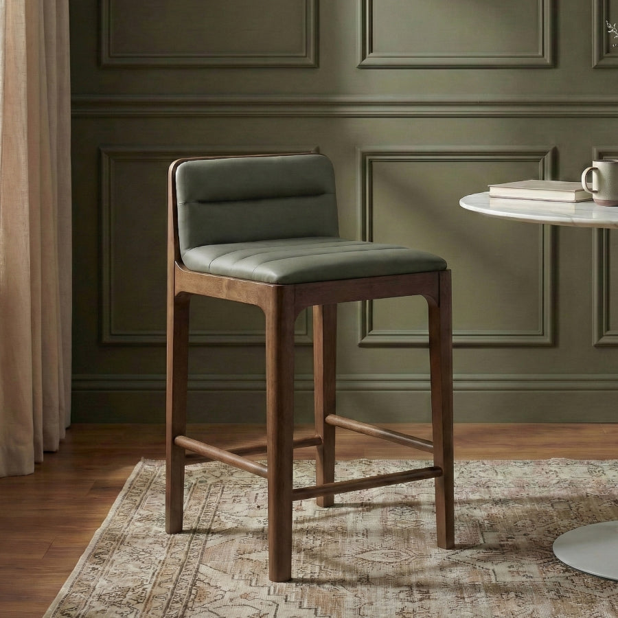 Ellis Cane And Vegan Leather Upholstered Counter Stool — 88063-C - Green - 88063Green-C alternate view 1
