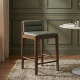 Ellis Cane And Vegan Leather Upholstered Counter Stool — 88063-C - Green - 88063Green-C alternate view 1