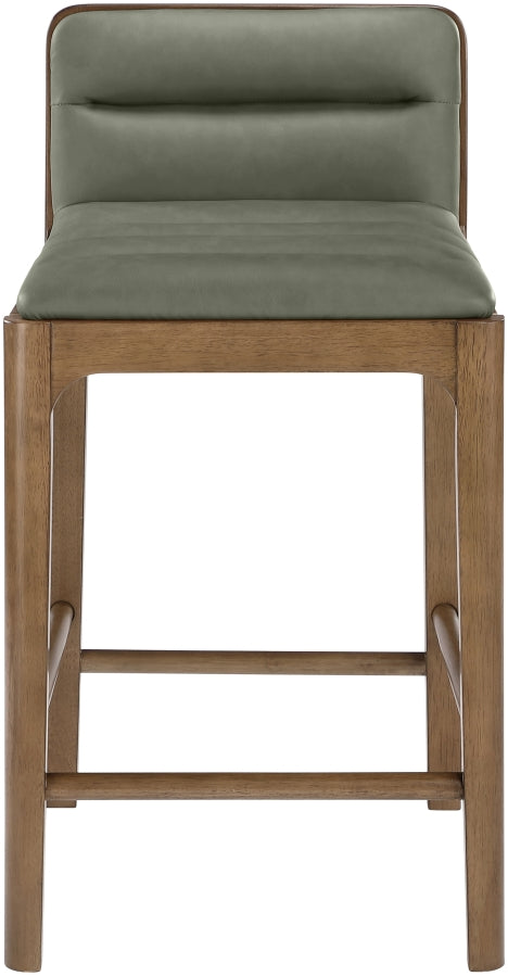 Ellis Cane And Vegan Leather Upholstered Counter Stool — 88063-C - Green - 88063Green-C alternate view 2