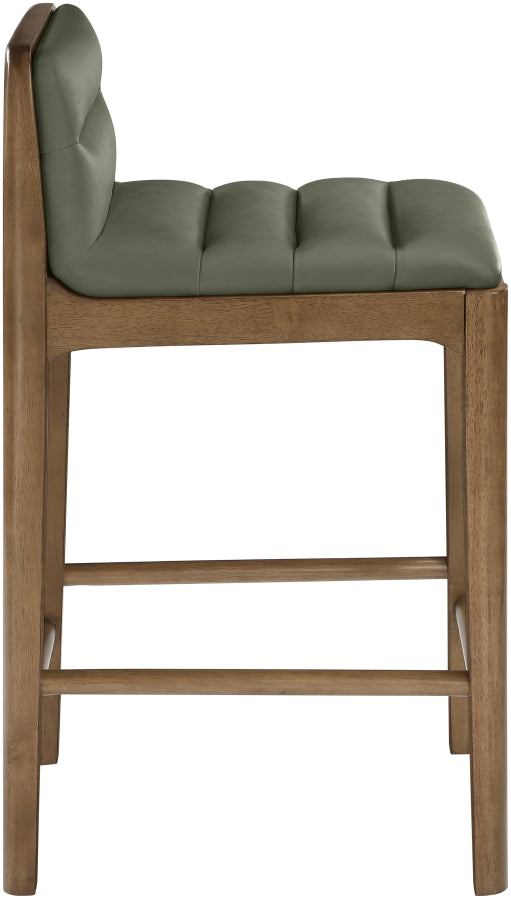 Ellis Cane And Vegan Leather Upholstered Counter Stool — 88063-C - Green - 88063Green-C alternate view 3