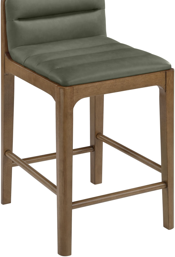 Ellis Cane And Vegan Leather Upholstered Counter Stool — 88063-C - Green - 88063Green-C alternate view 5