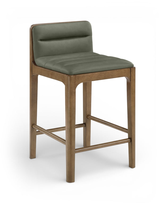 Ellis Cane And Vegan Leather Upholstered Counter Stool — 88063-C - Green - 88063Green-C