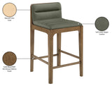 Ellis Cane And Vegan Leather Upholstered Counter Stool — 88063-C - Green - 88063Green-C Infographic
