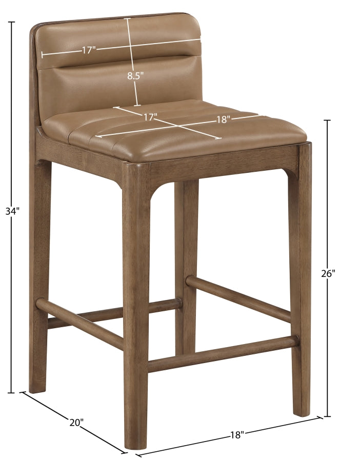 Ellis Cane And Vegan Leather Upholstered Counter Stool — 88063-C - Tan - 88063Tan-C Dim