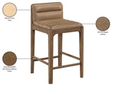 Ellis Cane And Vegan Leather Upholstered Counter Stool — 88063-C - Tan - 88063Tan-C Infographic