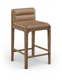 Ellis Cane And Vegan Leather Upholstered Counter Stool — 88063-C - Tan - 88063Tan-C