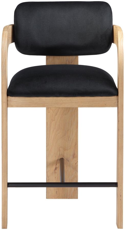 Cedra Velvet Performance Fabric Upholstered Counter Stool — 33052-C - Black - 33052Black-C alternate view 2