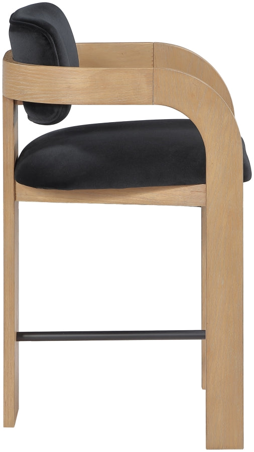 Cedra Velvet Performance Fabric Upholstered Counter Stool — 33052-C - Black - 33052Black-C alternate view 3