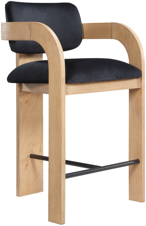Cedra Velvet Performance Fabric Upholstered Counter Stool — 33052-C - Black - 33052Black-C alternate view 5