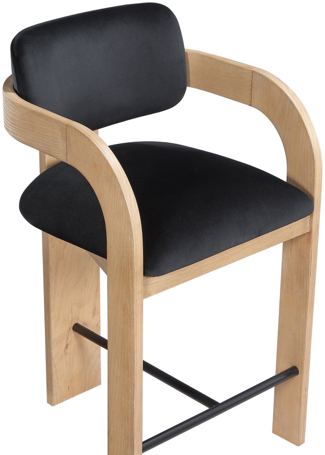 Cedra Velvet Performance Fabric Upholstered Counter Stool — 33052-C - Black - 33052Black-C alternate view 6