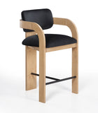 Cedra Velvet Performance Fabric Upholstered Counter Stool — 33052-C - Black - 33052Black-C