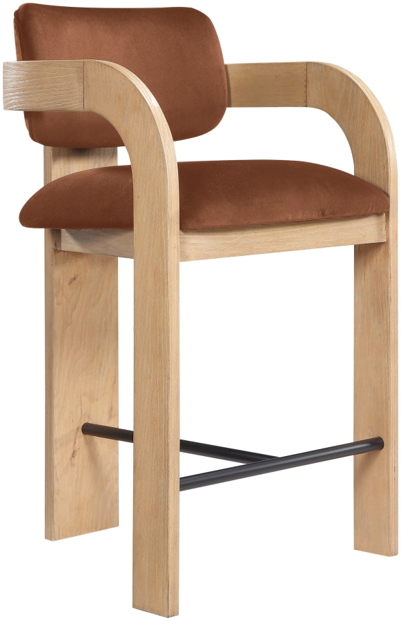 Cedra Velvet Performance Fabric Upholstered Counter Stool — 33052-C - Cognac - 33052Cognac-C alternate view 5