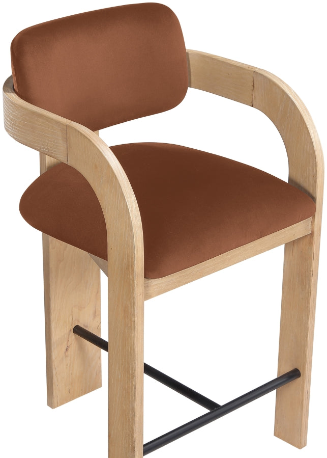 Cedra Velvet Performance Fabric Upholstered Counter Stool — 33052-C - Cognac - 33052Cognac-C alternate view 6