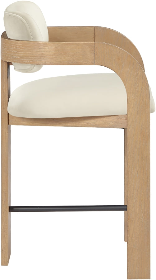 Cedra Velvet Performance Fabric Upholstered Counter Stool — 33052-C - Cream - 33052Cream-C alternate view 3