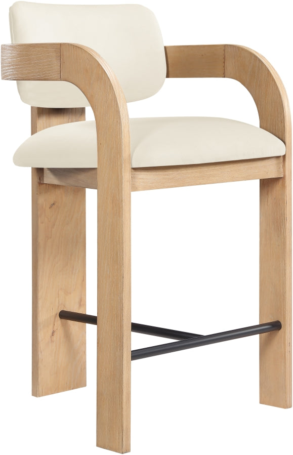 Cedra Velvet Performance Fabric Upholstered Counter Stool — 33052-C - Cream - 33052Cream-C alternate view 5
