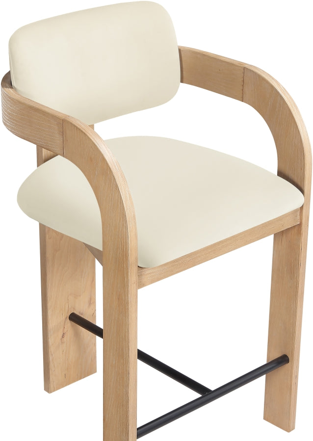 Cedra Velvet Performance Fabric Upholstered Counter Stool — 33052-C - Cream - 33052Cream-C alternate view 6