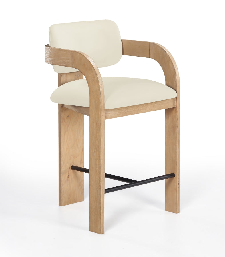 Cedra Velvet Performance Fabric Upholstered Counter Stool — 33052-C - Cream - 33052Cream-C