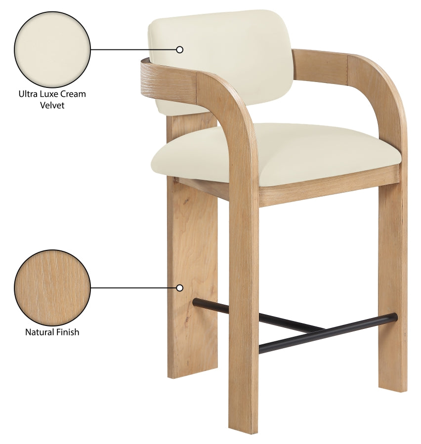 Cedra Velvet Performance Fabric Upholstered Counter Stool — 33052-C - Cream - 33052Cream-C Infographic