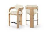 Cedra Velvet Performance Fabric Upholstered Counter Stool — 33052-C - Cream - 33052Cream-C Double Chair