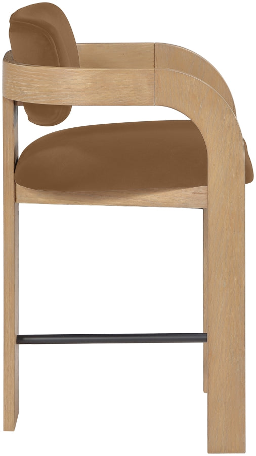 Cedra Velvet Performance Fabric Upholstered Counter Stool — 33052-C - Saddle - 33052Saddle-C alternate view 3