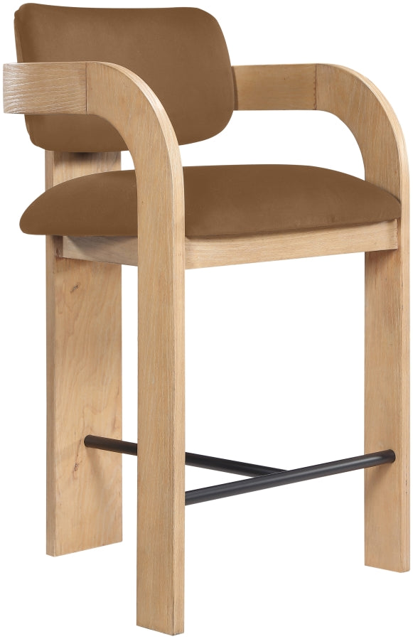 Cedra Velvet Performance Fabric Upholstered Counter Stool — 33052-C - Saddle - 33052Saddle-C alternate view 5