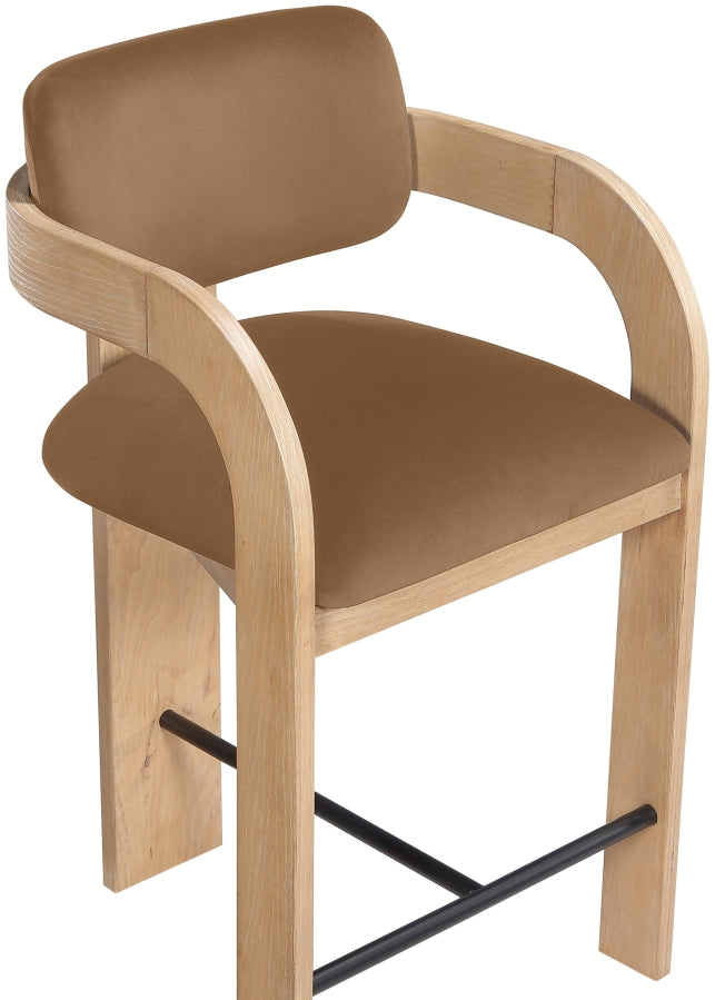 Cedra Velvet Performance Fabric Upholstered Counter Stool — 33052-C - Saddle - 33052Saddle-C alternate view 6