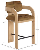 Cedra Velvet Performance Fabric Upholstered Counter Stool — 33052-C - Saddle - 33052Saddle-C Dim