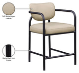 Serava Vegan Leather Upholstered Counter Stool — 77067-C - Beige - 77067Beige-C Infographic