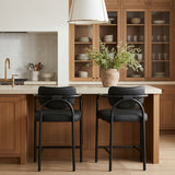 Serava Vegan Leather Upholstered Counter Stool — 77067-C - Black - 77067Black-C alternate view 1