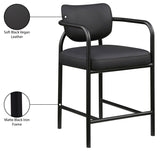 Serava Vegan Leather Upholstered Counter Stool — 77067-C - Black - 77067Black-C Infographic