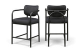 Serava Vegan Leather Upholstered Counter Stool — 77067-C - Black - 77067Black-C Double Chair