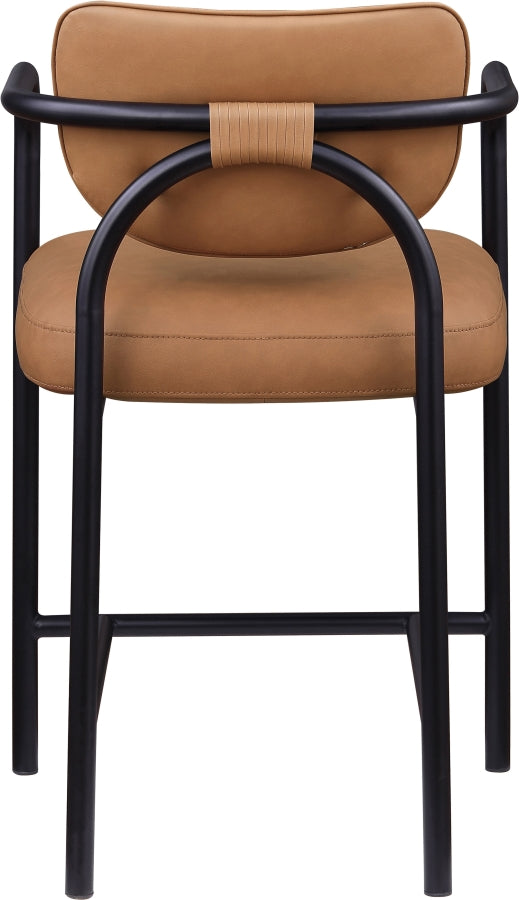 Serava Vegan Leather Upholstered Counter Stool — 77067-C - Cognac - 77067Cognac-C alternate view 4
