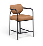 Serava Vegan Leather Upholstered Counter Stool — 77067-C - Cognac - 77067Cognac-C