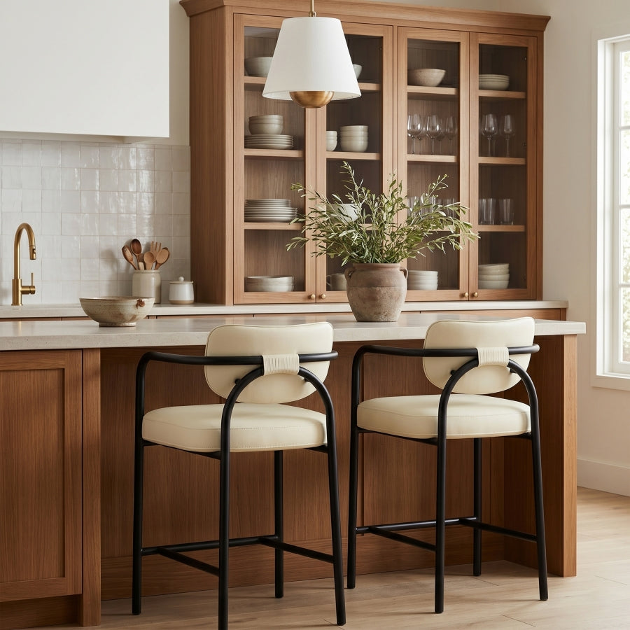 Serava Vegan Leather Upholstered Counter Stool — 77067-C - Cream - 77067Cream-C alternate view 1
