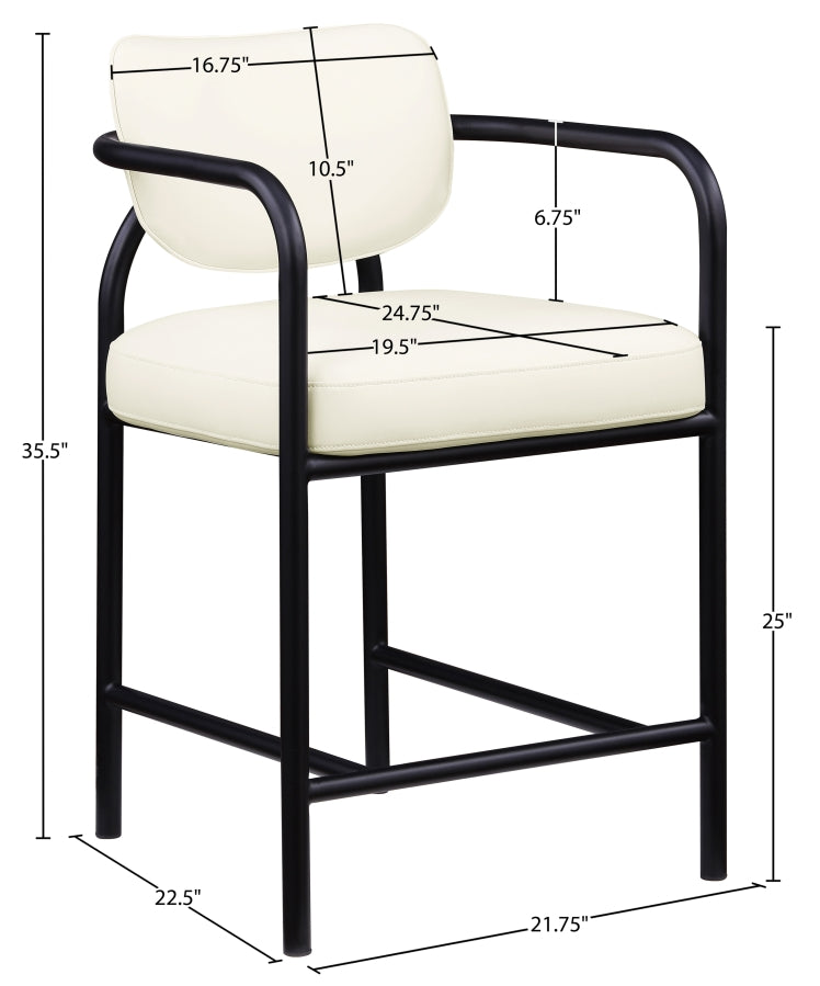 Serava Vegan Leather Upholstered Counter Stool — 77067-C - Cream - 77067Cream-C Dim