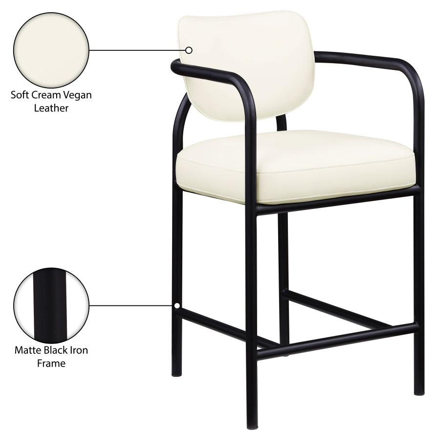 Serava Vegan Leather Upholstered Counter Stool — 77067-C - Cream - 77067Cream-C Infographic