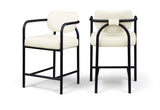 Serava Vegan Leather Upholstered Counter Stool — 77067-C - Cream - 77067Cream-C Double Chair