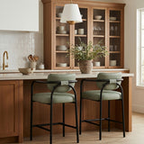 Serava Vegan Leather Upholstered Counter Stool — 77067-C - Green - 77067Green-C alternate view 1