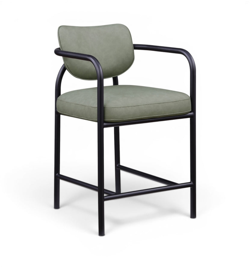 Serava Vegan Leather Upholstered Counter Stool — 77067-C - Green - 77067Green-C