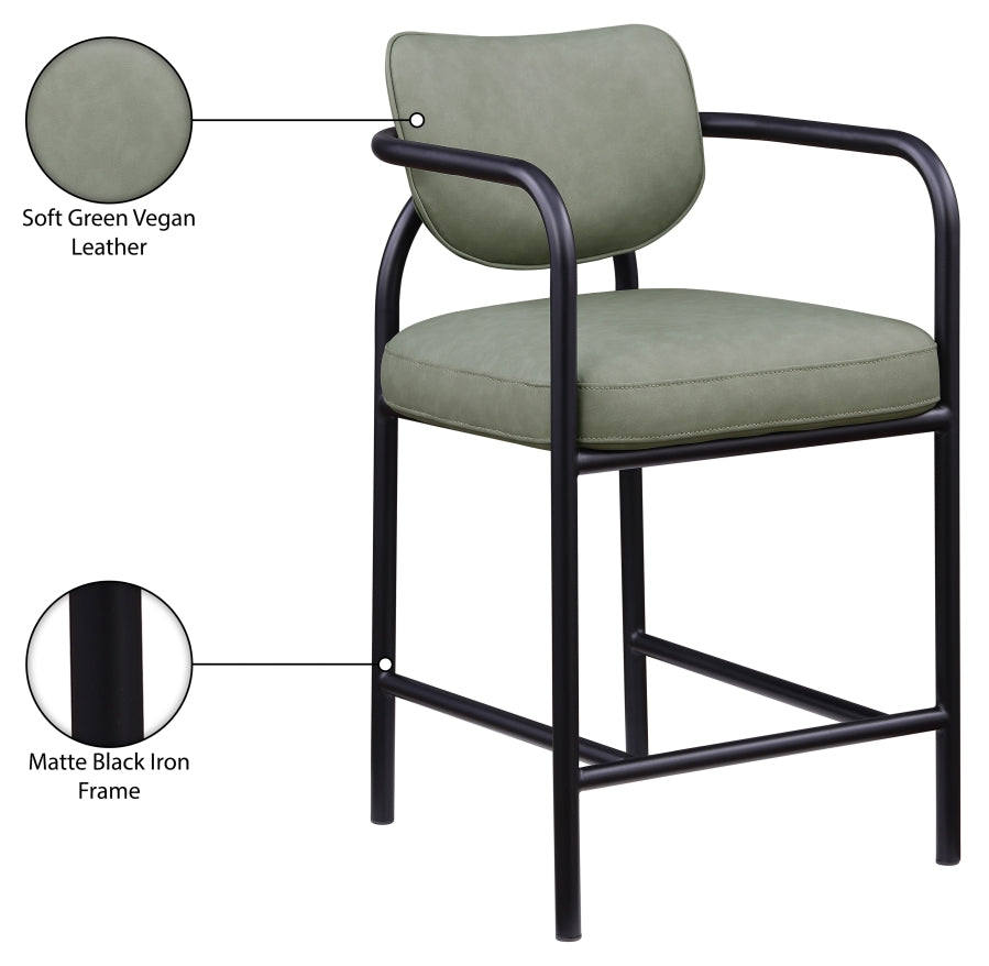 Serava Vegan Leather Upholstered Counter Stool — 77067-C - Green - 77067Green-C Infographic