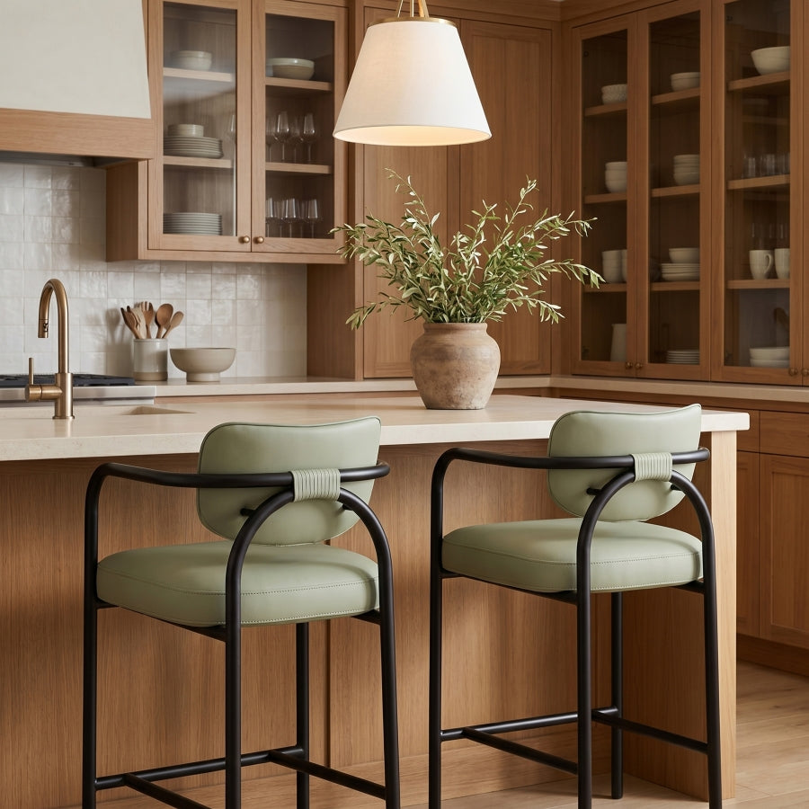 Serava Vegan Leather Upholstered Counter Stool — 77067-C - Mint - 77067Mint-C alternate view 1