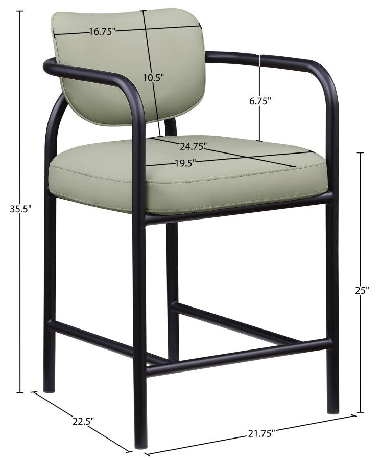 Serava Vegan Leather Upholstered Counter Stool — 77067-C - Mint - 77067Mint-C Dim