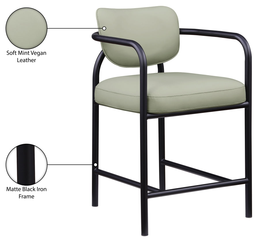 Serava Vegan Leather Upholstered Counter Stool — 77067-C - Mint - 77067Mint-C Infographic