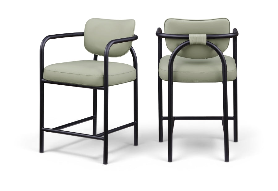 Serava Vegan Leather Upholstered Counter Stool — 77067-C - Mint - 77067Mint-C Double Chair