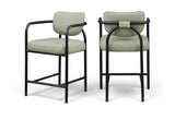 Serava Vegan Leather Upholstered Counter Stool — 77067-C - Mint - 77067Mint-C Double Chair