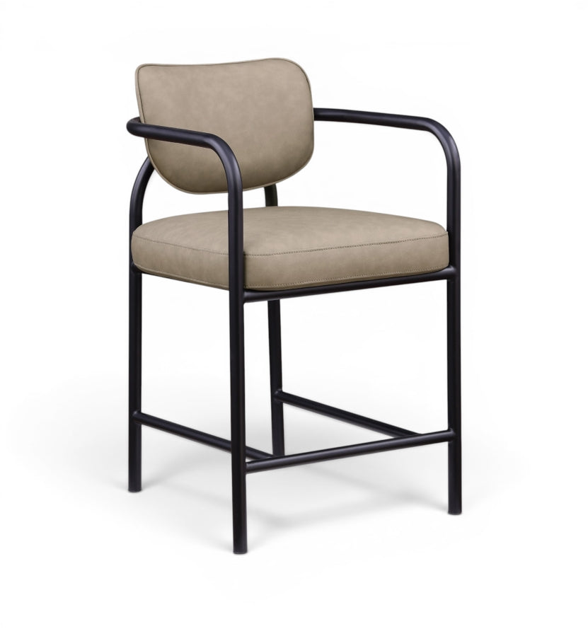Serava Vegan Leather Upholstered Counter Stool — 77067-C - Taupe - 77067Taupe-C