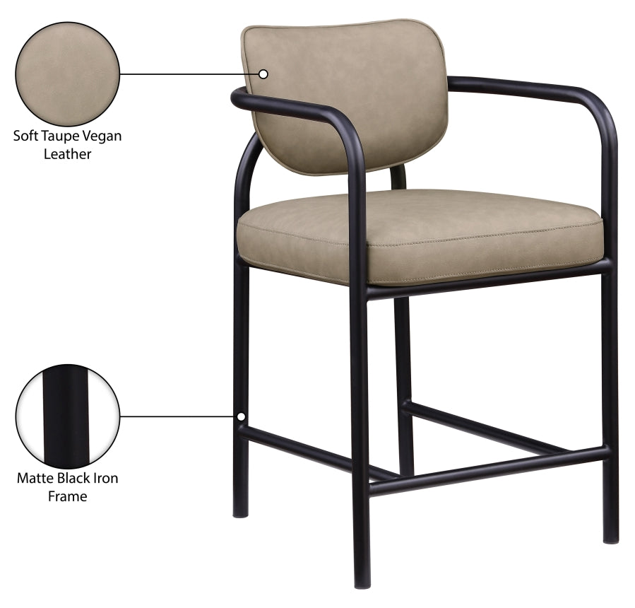 Serava Vegan Leather Upholstered Counter Stool — 77067-C - Taupe - 77067Taupe-C Infographic