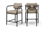 Serava Vegan Leather Upholstered Counter Stool — 77067-C - Taupe - 77067Taupe-C Double Chair